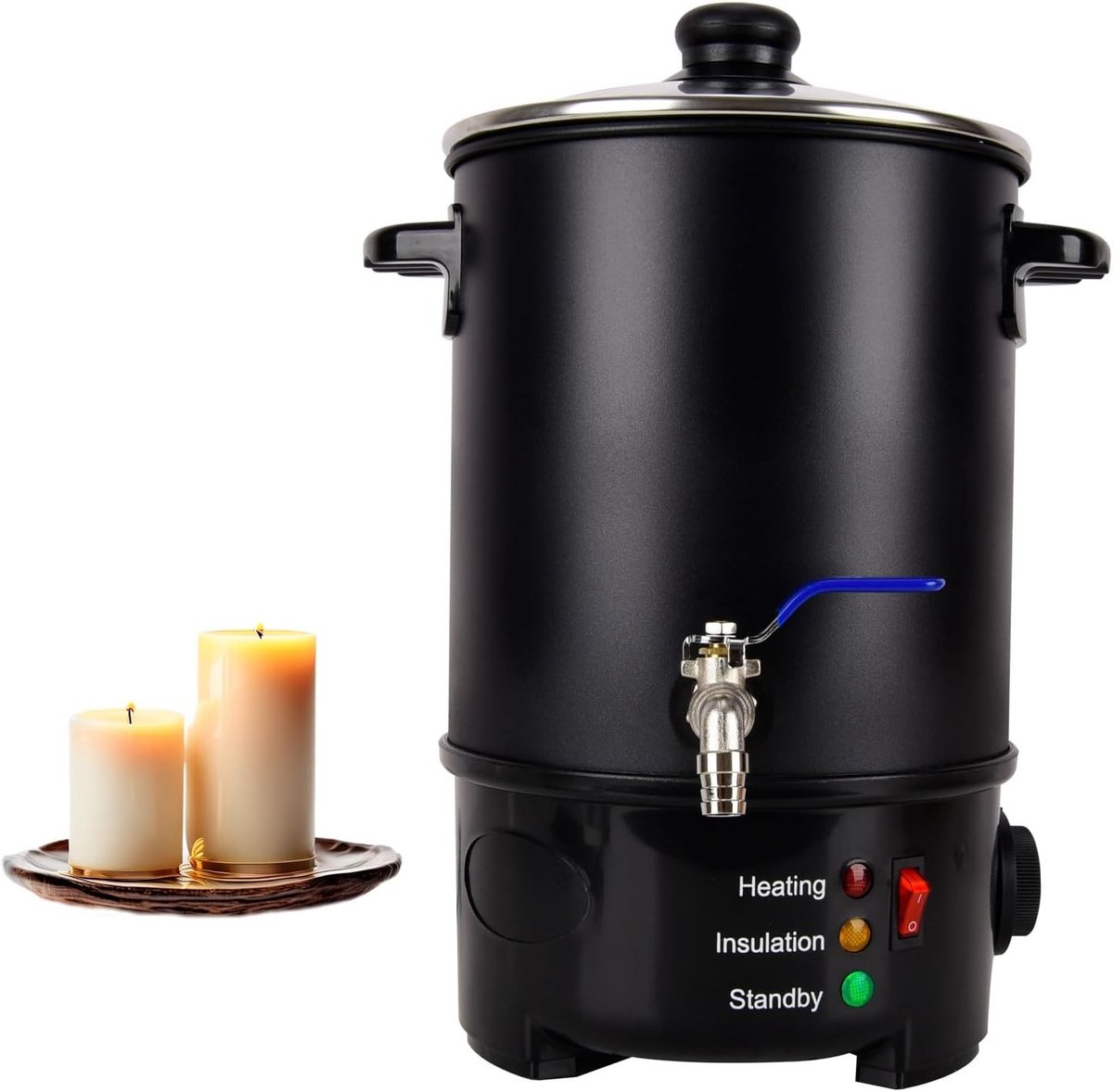 Waxmelter - Roestvrij Staal - 6L - Elektrische Kaarsenmaakset met Temperatuurregeling - Voor DIY Kaarsen Maken