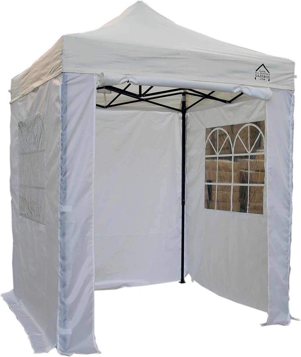 Gazebo - Wit - 2 x 2 m - Waterdichte Luifel met Zijpanelen - Voor Tuin en Terras