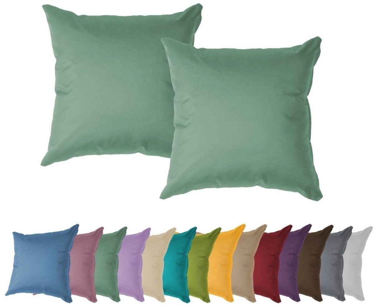 Famanu – Waterdicht tuinkussen voor tuinstoelen, decoratief zitkussen en rugkussen, 45x45 cm, pastelgroen, set van 2, ideaal voor binnen en buiten