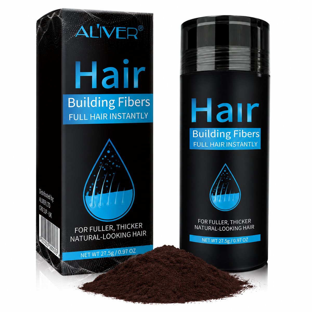 Haarvezels (Donker Bruin) met Keratine en Natuurlijke Extracten - Hair Fiber - Haarpoeder