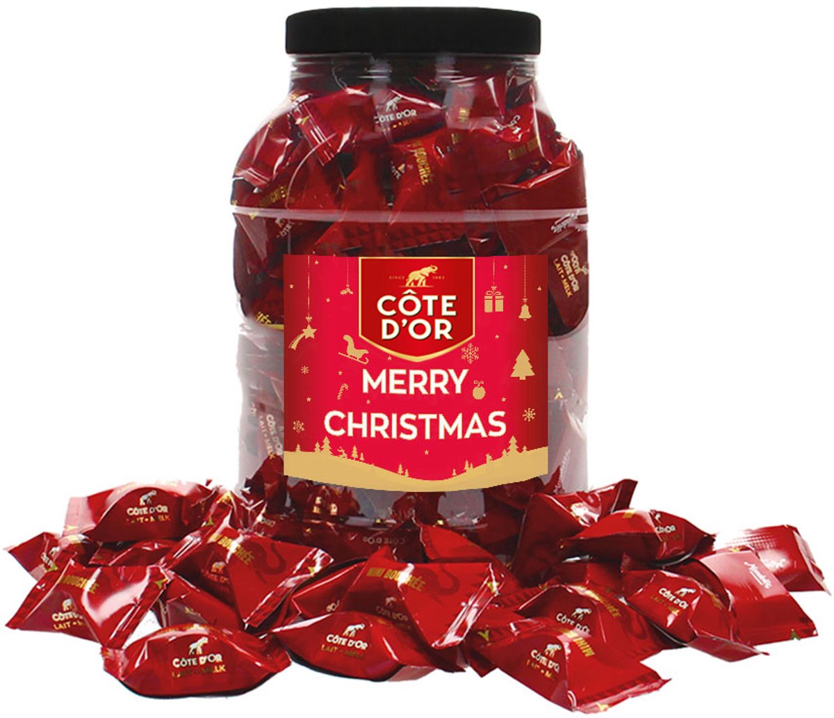 Côte d'Or Mini Bouchée chocolade kerstcadeau met opschrift "Merry Christmas" - 1000g