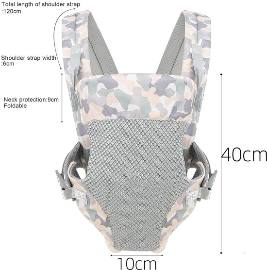 Draagband - Babydraagzak - Babydrager - Dubbelschouder draagband - Kan horizontaal dragen - Verstelbaar - Inspanning besparend - Sterk draagvermogen - Huisaccessoires - Unisex - Geschikt voor baby's (grijs, 40*10cm) — afbeelding 2