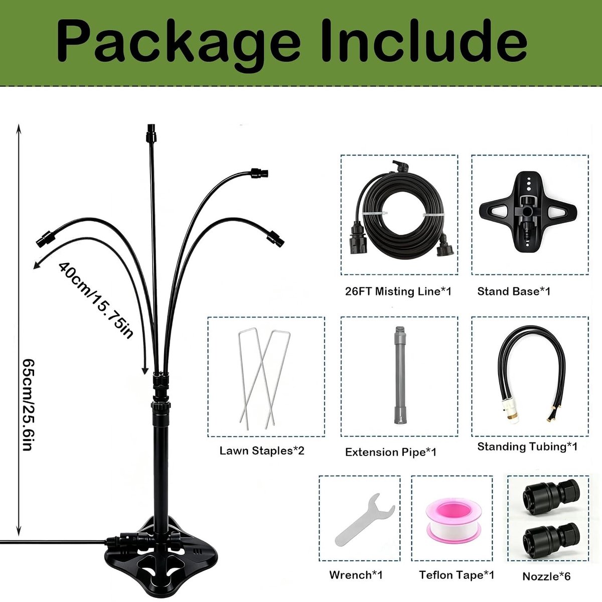 Watervernevelaar Tuin - Zwart - 30-65 cm - Flexibele Mistbuis - Voor Terras en Balkon