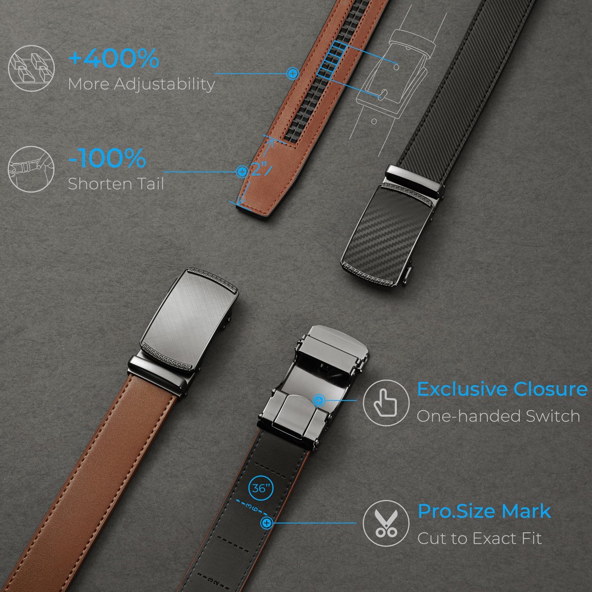 CHAOREN Heren Riem, 35mm Leren Riem met Automatische Gesp - ShopVlot