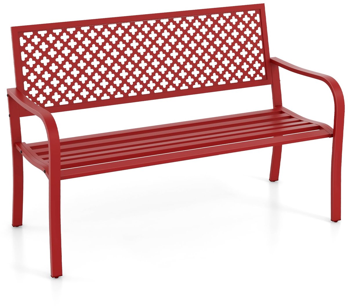 Famanu – Weerbestendige tuinbank van metaal, zitbank voor 2-3 personen met rugleuning en armleuningen, belastbaar tot 300 kg, 127 x 62 x 86 cm