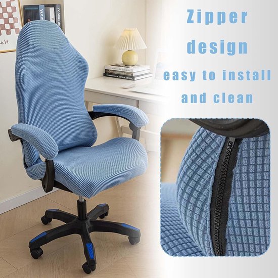 Verstelbare Gaming Stoel Hoes - Wasbare, Antislip Bescherming voor Computer- en Draaisteun Stoelen - Blauw, 4 Stuks — afbeelding 2