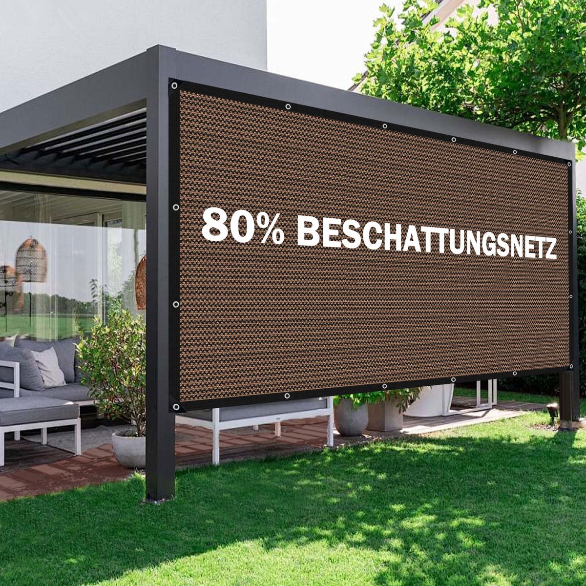 kogxscej Schaduwnet met ogen, 80% schaduwpercentage, uv-bestendig, ademend, licht en duurzaam, schaduwnet voor - ShopVlot