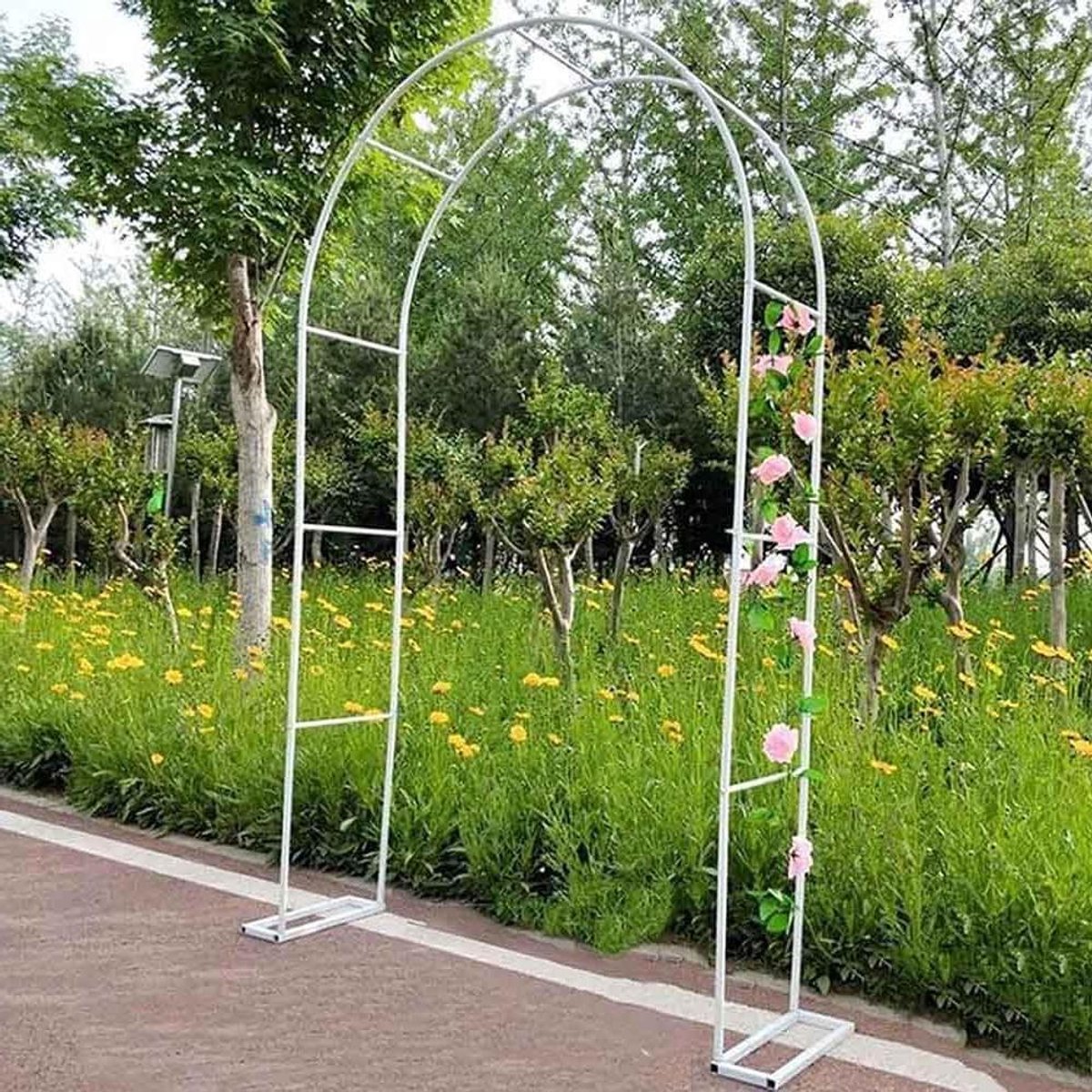 Rozenboog Tuinboog - Metalen Pergola - Planten Ondersteunen - Twee Installatie Methoden - 300 x 220 cm - Wit