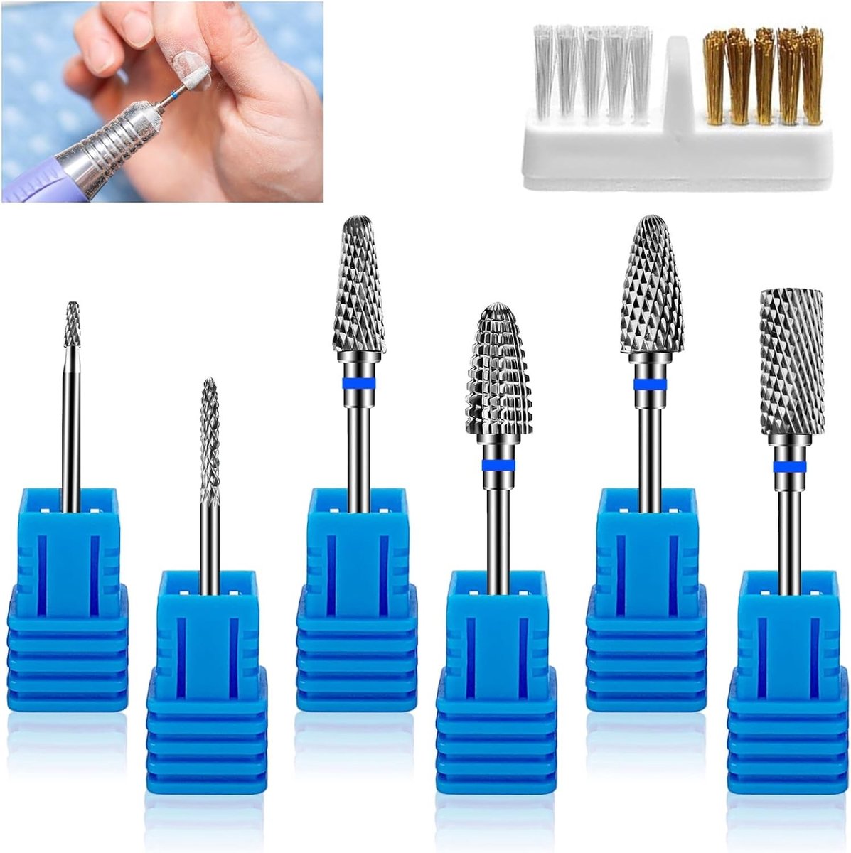 Professionele Nagelfrees Bits Set van 6 Stuks voor Manicure en Pedicure - Tungsten Staal en Precisie Snijders