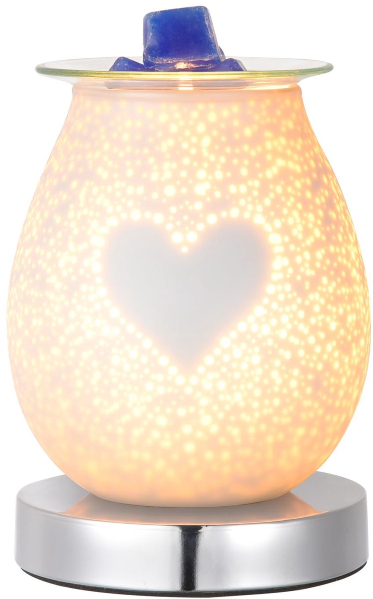 Wax smeltbrander hartvormig - spiegelglas aromatherapie lamp - touch dimmer & 3 warmte-instellingen - ShopVlot