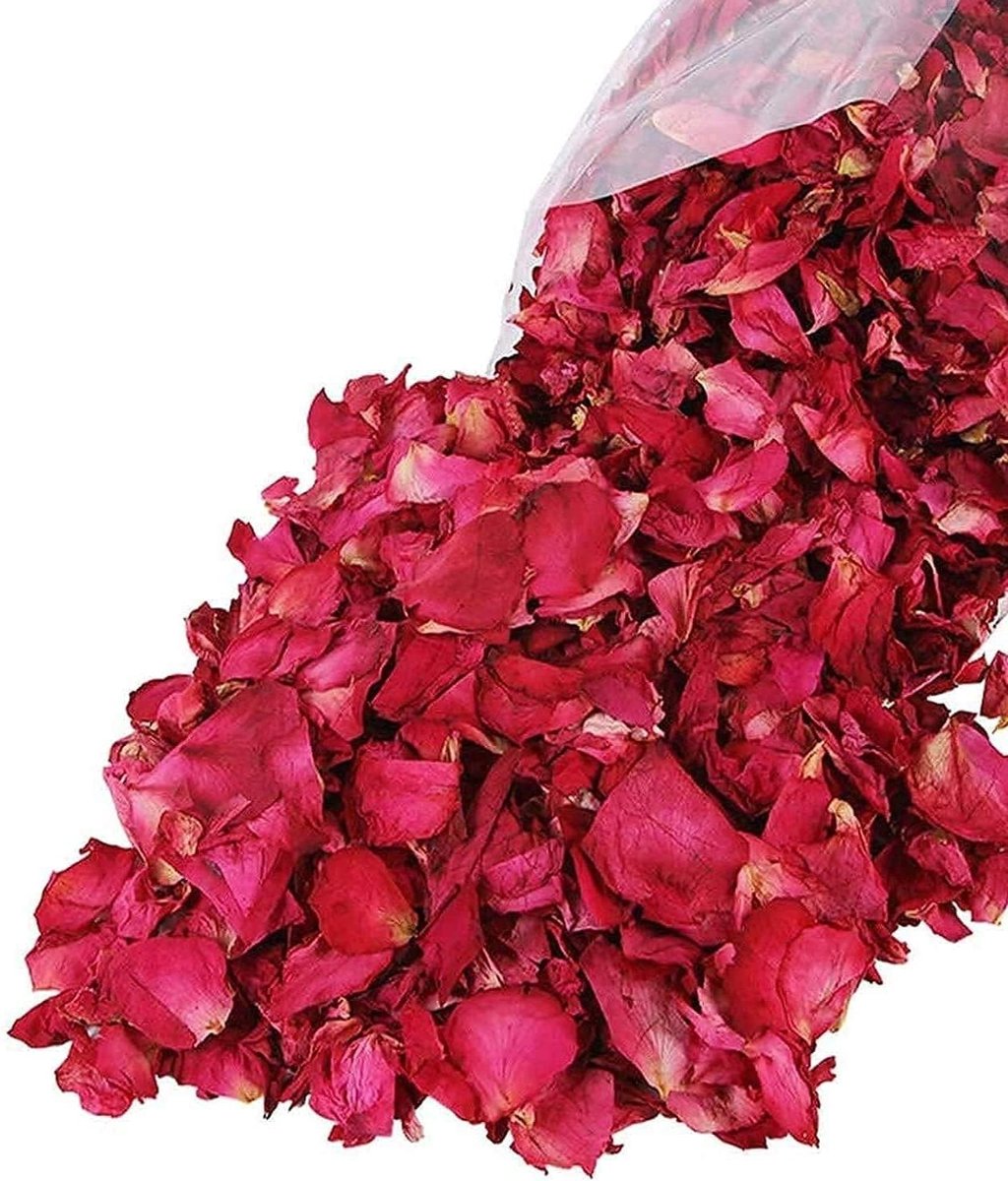Gedroogde Rozenblaadjes, 200 g, Natuurlijke Bloemen, Rode Rozenblaadjes voor Voetbaden, Bruiloften, DIY Knutselen en Huisgeur