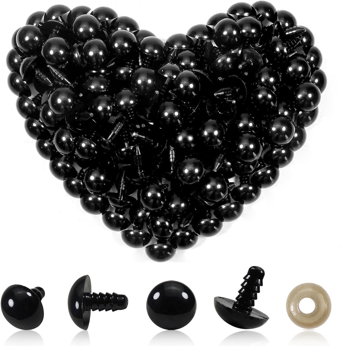 150 Stuks Veiligheidsogen voor Poppen - 14mm Plastic Ogen met Wasjes voor Creatieve Projecten en Handgemaakte Puppets
