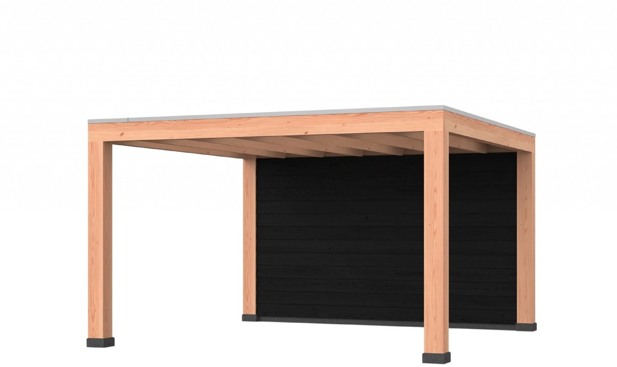 Douglas overkapping, 400 x 400, met achterwand, Westwood Modern Basic zwart