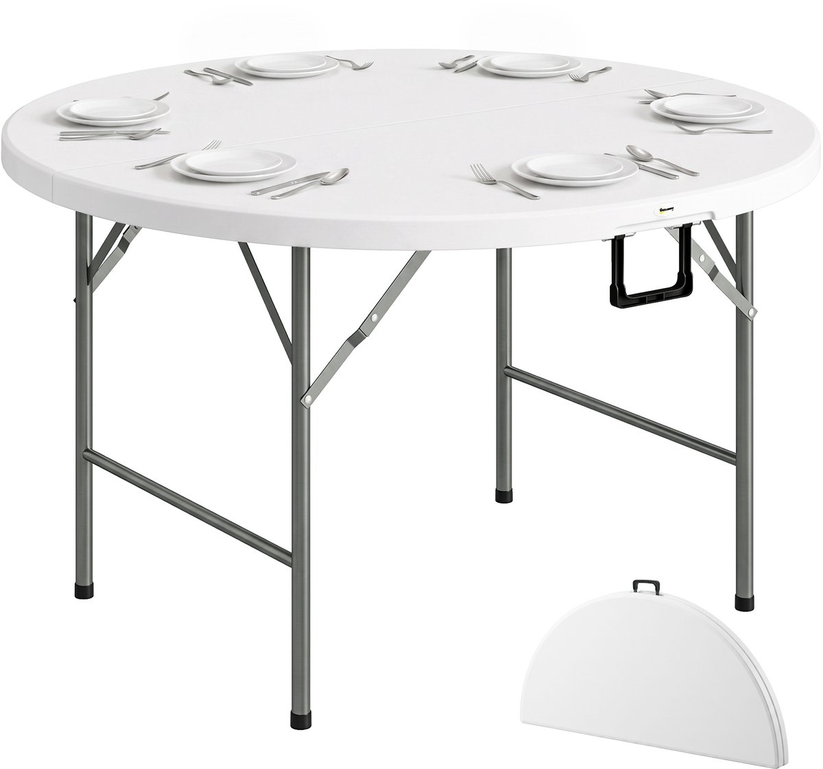 Outsunny tuintafel - HDPE - 122x122x73cm - Wit