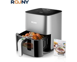 ROUNY Airfryer 4,5 L – Heteluchtfriteuse 1450 W met Kijkvenster – 8 Automatische Programma’s – Waterinjectiefunctie – Kinderslot – 80-200 °C