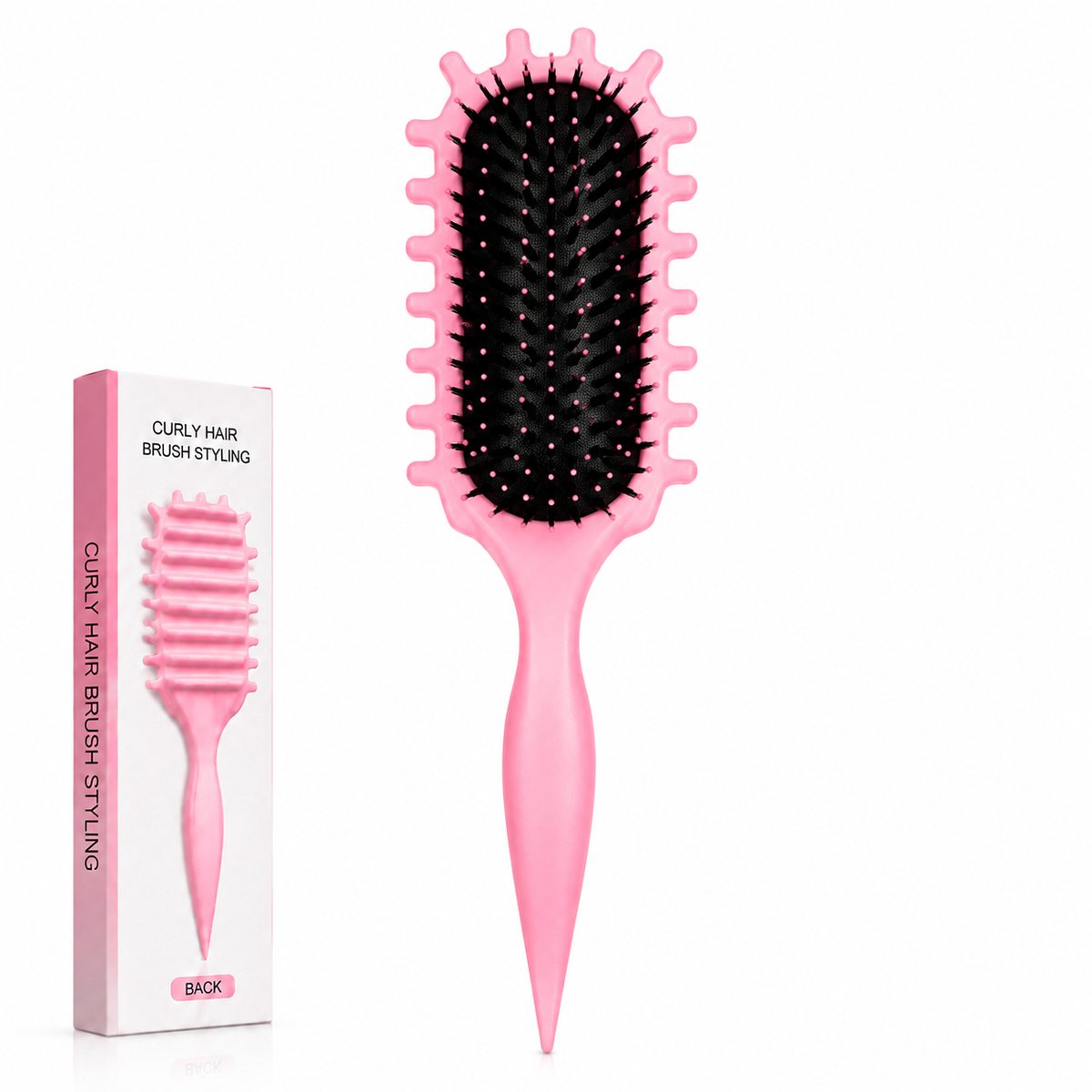 Krullenborstel - Curl Brush voor Krullend Haar - Anti Pluis - Roze