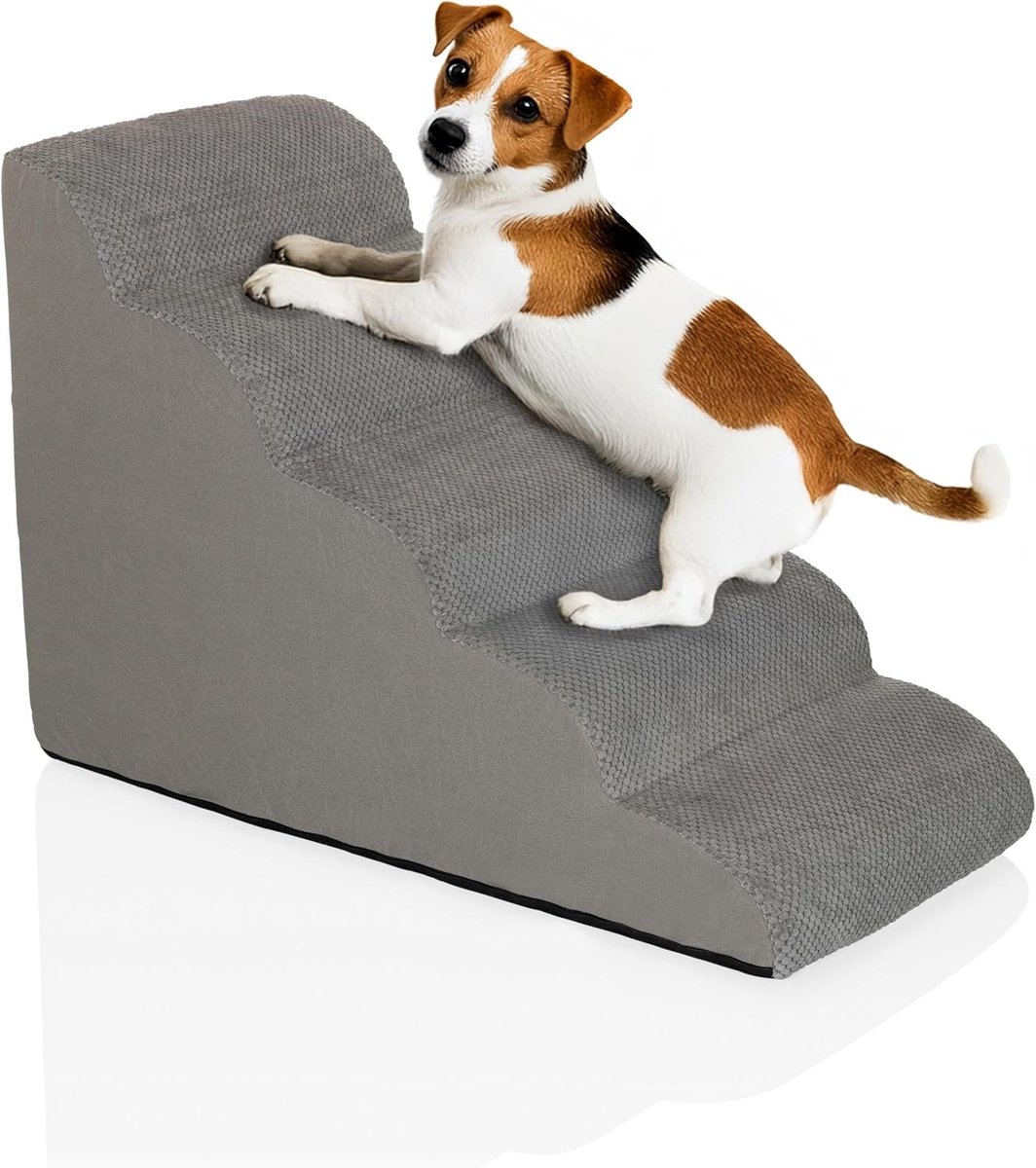 Huisdierentrap - Grijs - 83 x 40 x 57 cm - Antislip Hondenhelling met Wasbare Hoes - Voor Honden