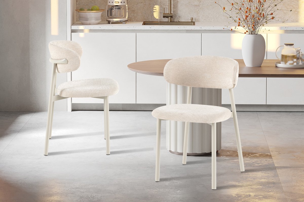 Rousseau Coco - Eetkamerstoel - Grijs - Stof Fabb Raven 24 Beige - per stuk