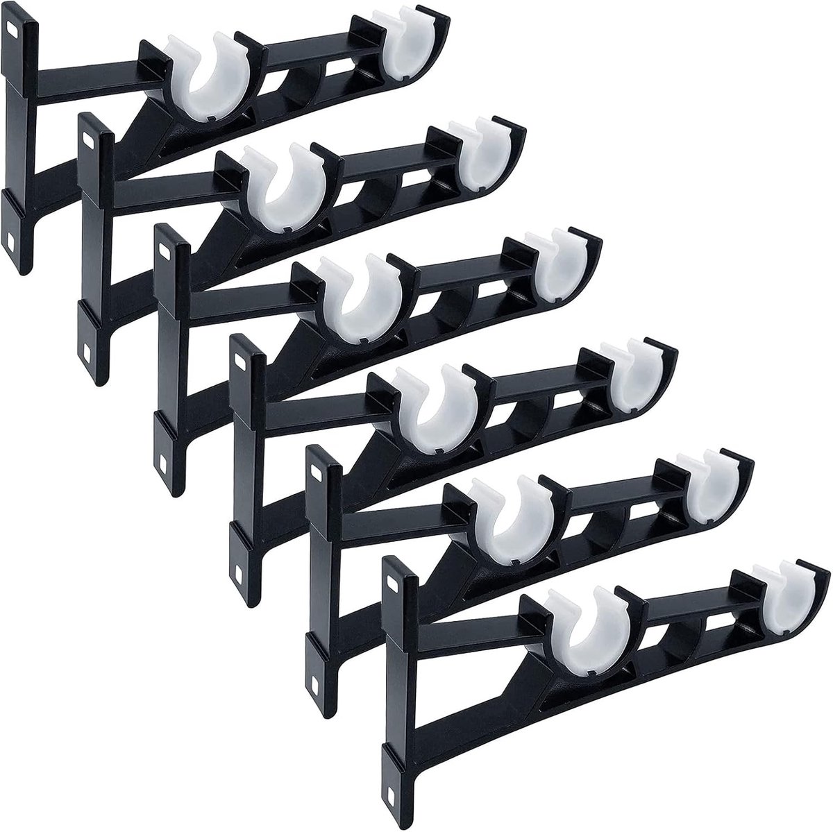KOLAKO Dubbele gordijnroede beugel, Heavy Duty zwarte gordijnroede houders 1 inch gordijnroede ophang hardware - ShopVlot