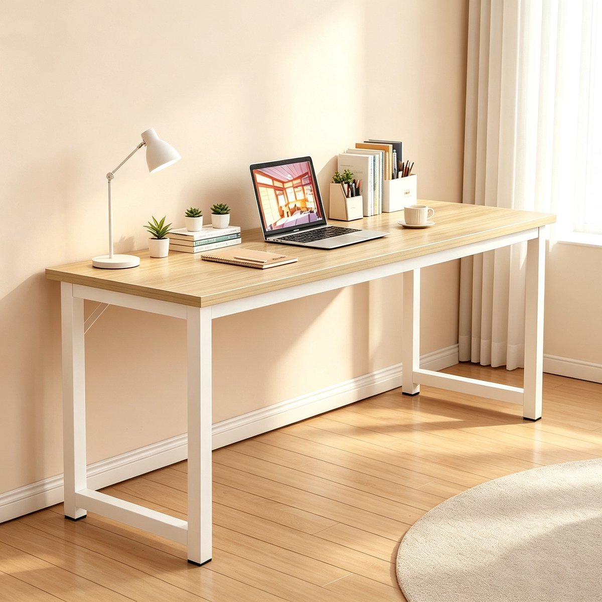 Dit is een rechthoekig bureau geschikt voor twee personen ideaal voor zowel studenten als gezinnen Het is perfect voor slaapkamers studeerkamers of huurappartementen 140*40*75 cm Kleur: geel cederhout