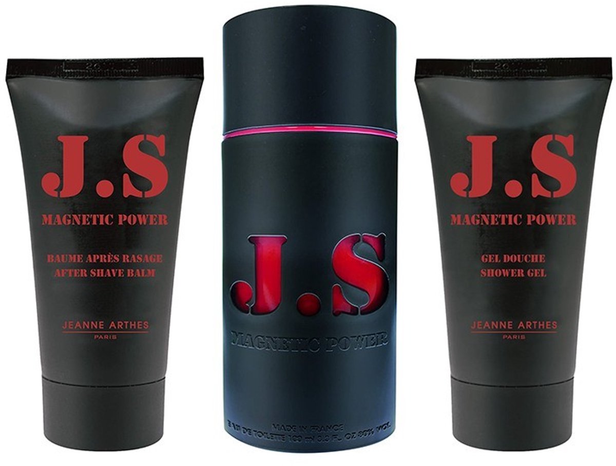 Jeanne Arthes Js Magnetic Power Geschenkset 100ml EDT + 75ml Shower Gel + 75ml Aftershave Balsem