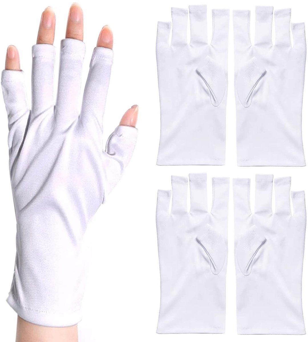 Vingerloze Manicure Handschoenen - Zwart - UV-Bescherming - Polyester - Voor Nagelkunst en Zonbescherming