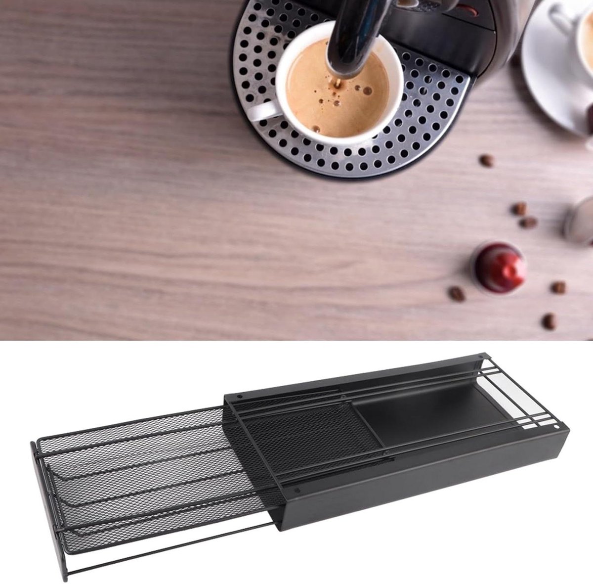 Koffiecapsulehouder Lade - Capsule Opslag - Koffie Organiseren - Ladeontwerp - 40 Capsules - Zwart