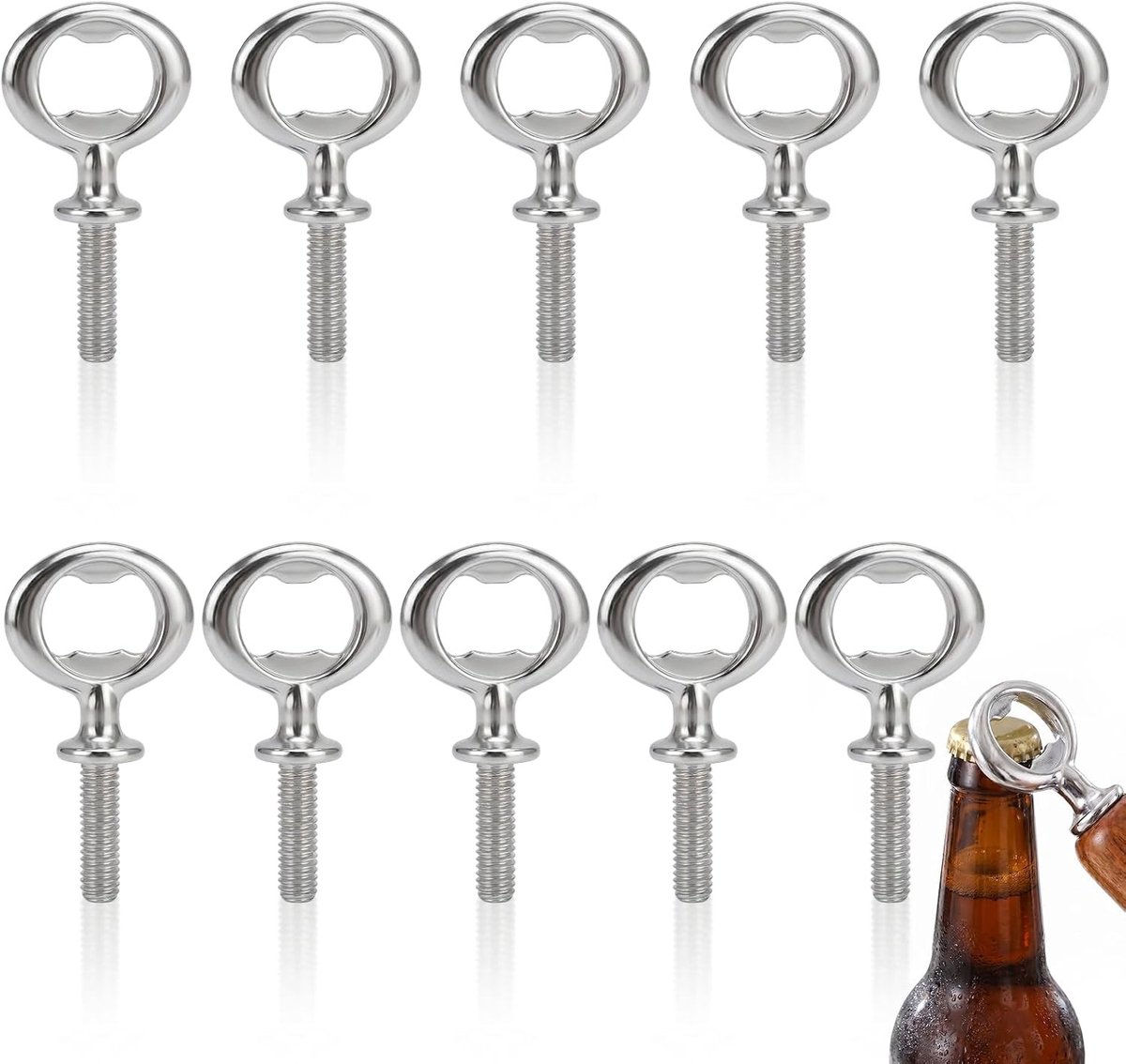 Set van 10 Flesopeners - Zilver - Handgemaakte Flessenopeners van Zinklegering - Voor Bruiloften en Feestjes