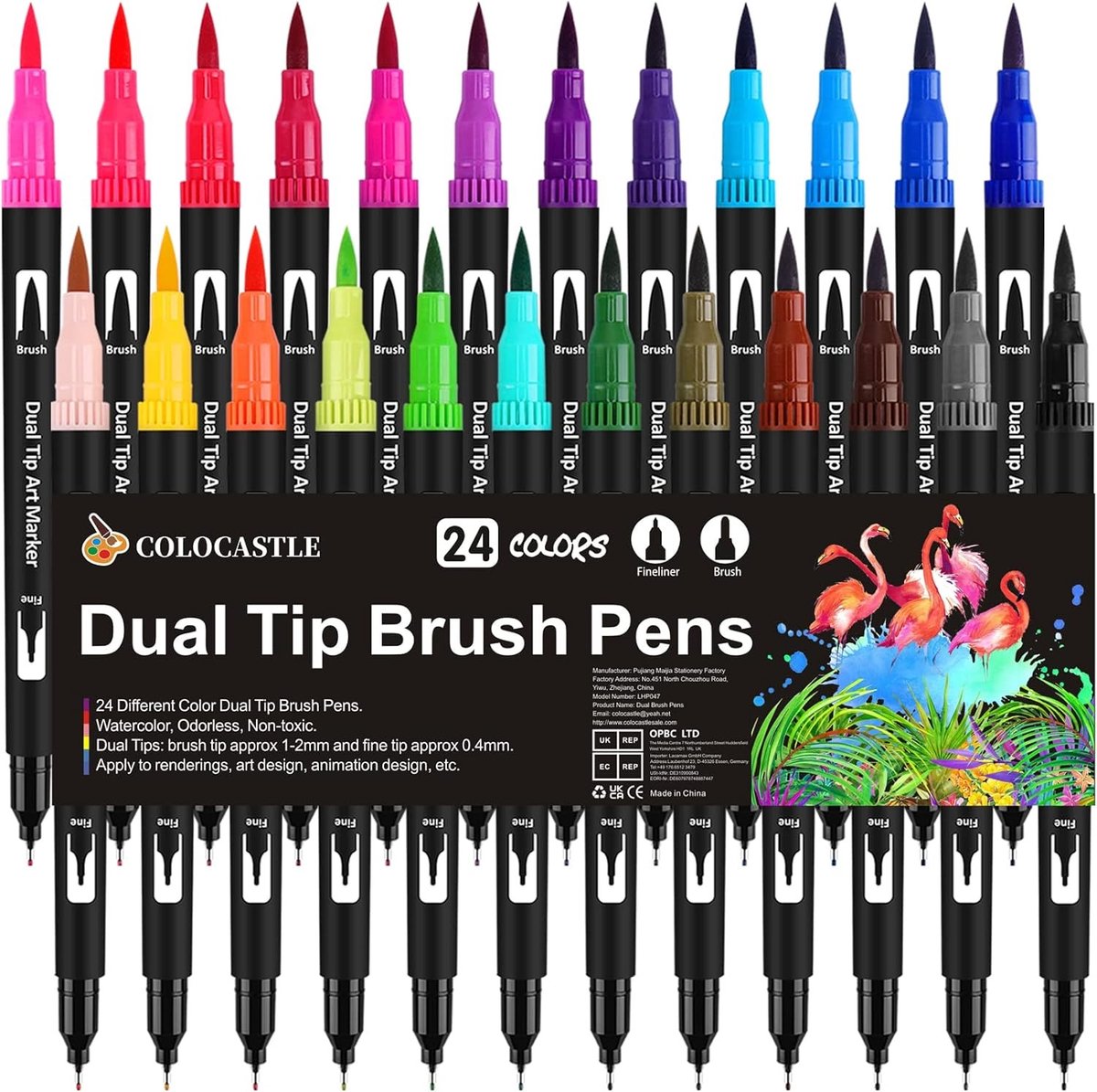 Kleurpennen - Multicolor - 24 stuks - Aquarel Penseelpennen met Dubbele Tips - Voor Volwassenen en Kinderen