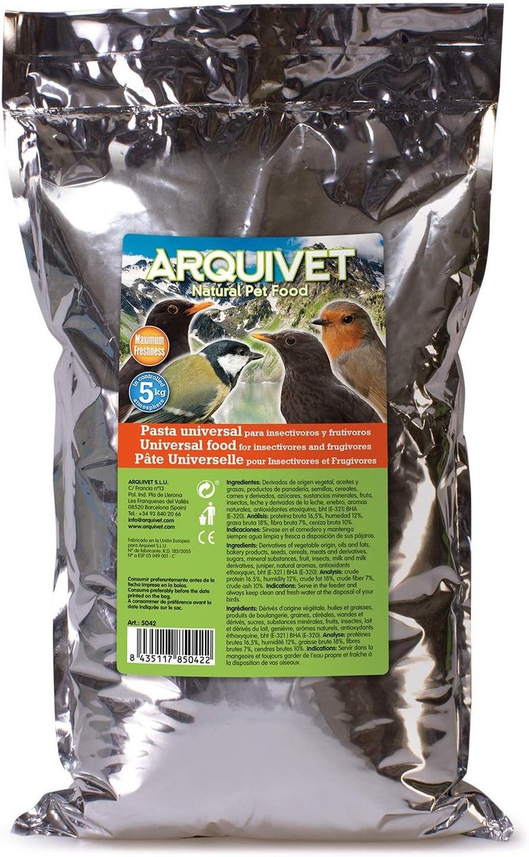 Vogelvoer Pasta voor Insecteneters en Fruiteters - Zonder Smaak - 5 kg - Gemalen Bessen, Zaden, Insecten en Garnalen