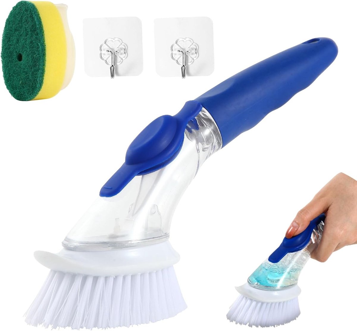 Vulbare afwasborstel met zeepdispenser voor efficiënt afwassen en schoonmaken van vaat