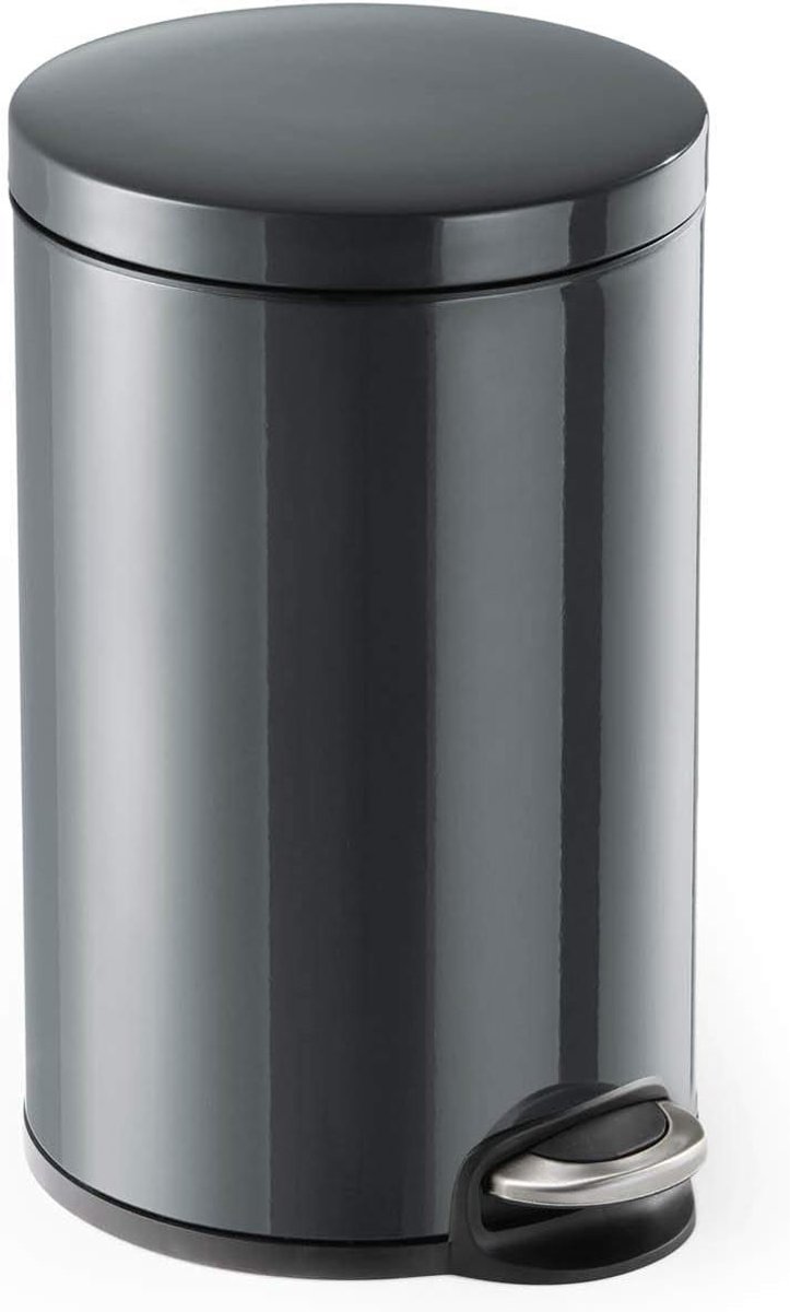 Pedaalemmer - Grijs - 12 liter - Gepoederd Metaal met Uitneembare Binnenemmer - Voor Thuisgebruik