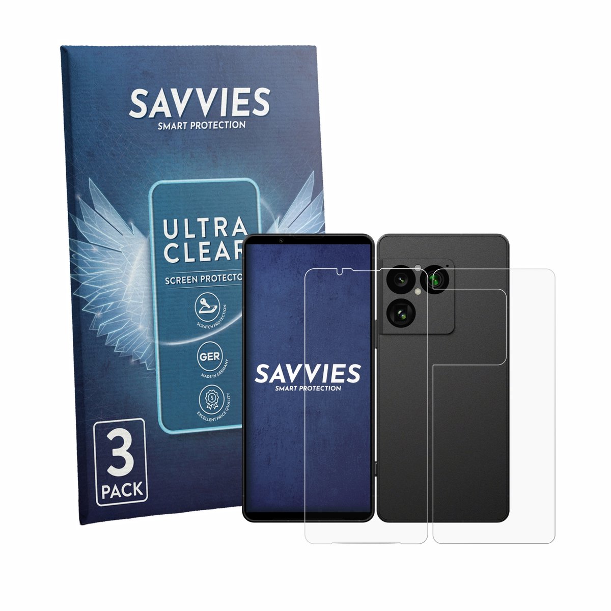 Savvies - Screenprotector voor Sony Xperia 1 VIII (Voor+Achter) - Folie Beschermfolie transparant 6 Stuks