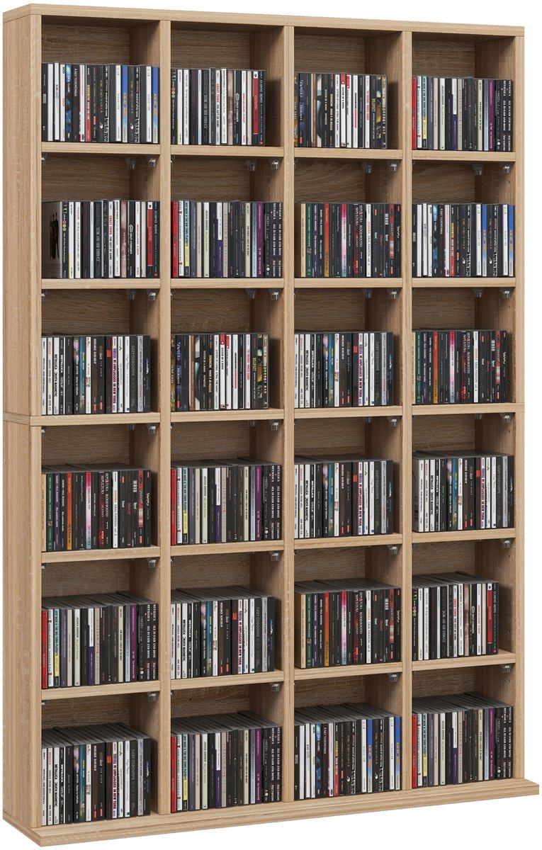 CD-kast met verstelbare planken, 89 x 130,5 cm, natuurlijke houtafwerking
