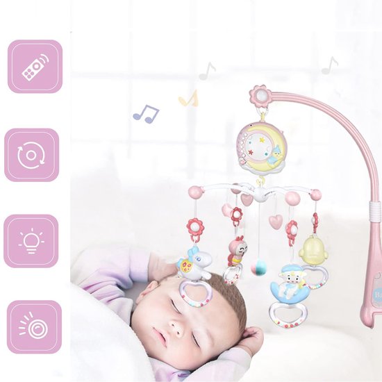 Babybedmobiel - Babymobiel Voor De Wieg - Wiegspeelgoed Voor Baby's - Mobiel Voor In Bed Met Muziek Licht En Projector — afbeelding 4
