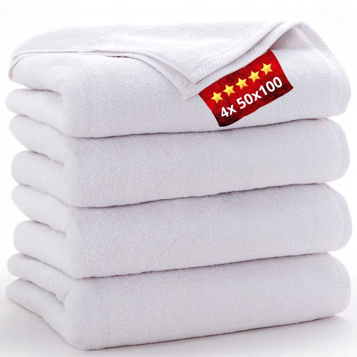 4x Hotel Handdoeken Wit 50x100cm 500gsm Katoen - Hoge Kwaliteit