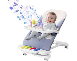 Baby Schommelstoel - Baby Swing - Comfortabel Babyzitje - 3 Standen - Speelboog - Pianofunctie - Afneembaar Dienblad - Zandblauw