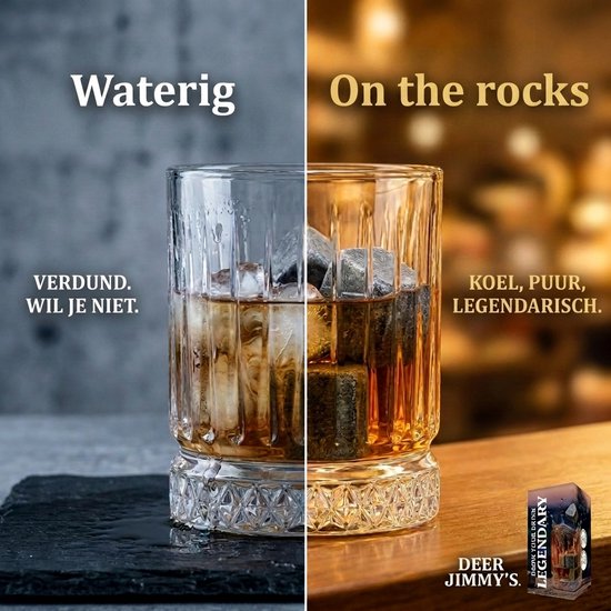 Deer Jimmy's® Whiskey Glas & Whiskey Stones – Cadeauset voor Mannen