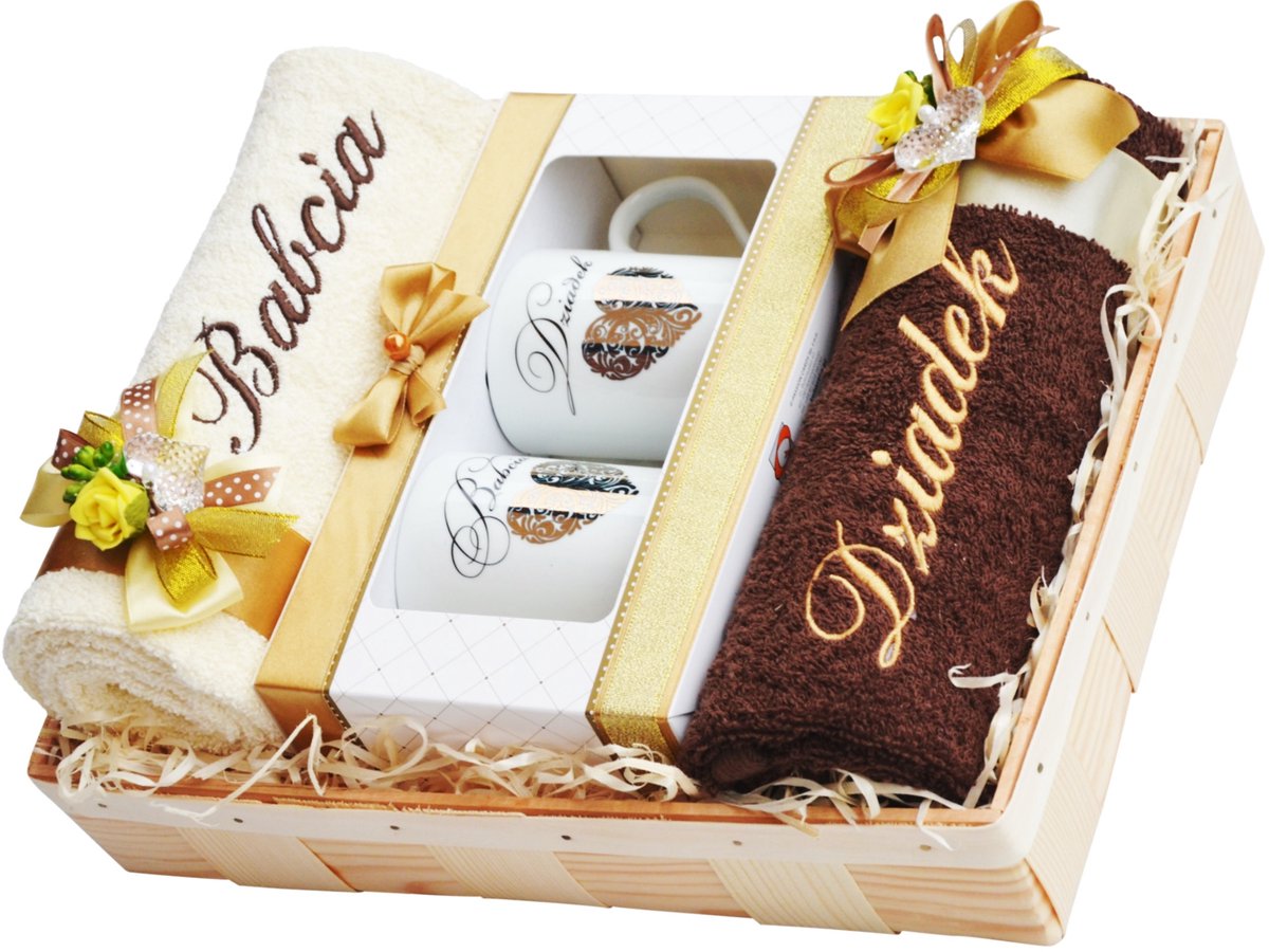 Cadeau voor Opa & Oma: Luxe Handdoeken & Porseleinen Mokken Set