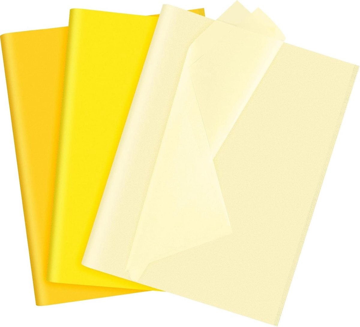 Assortiment Geel Tissuepapier Set van 60 Vellen voor Cadeauverpakking en Knutselen - 3 Gele Kleuren voor Zonnebloem Thema Feestdecoraties, DIY Bruiloft en Herfst Thanksgiving Feestdagen