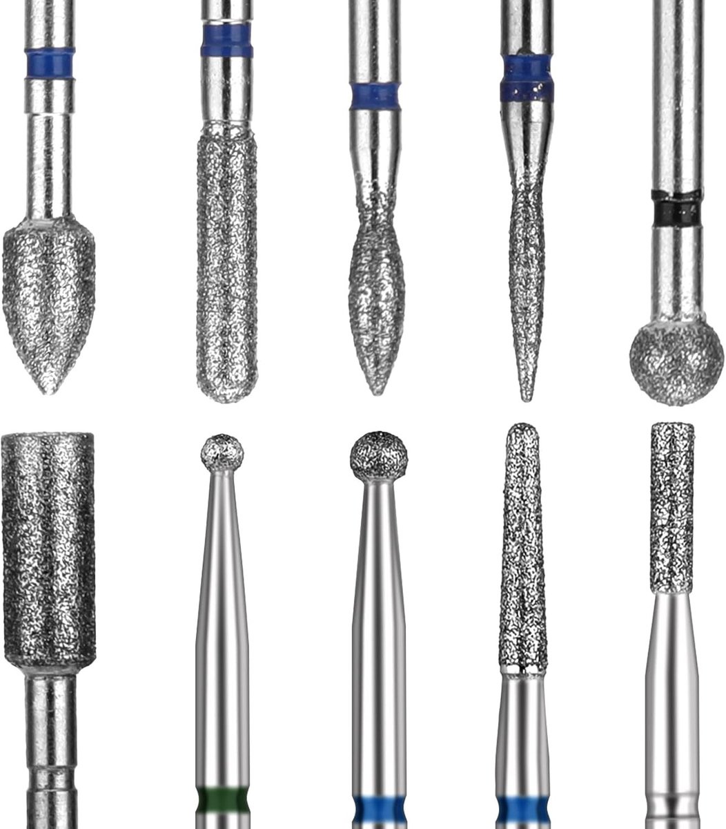 10-delige Set van Professionele Nagelfrees Bits voor Manicure en Pedicure, Geschikt voor Acrylnagels en Geltechnieken