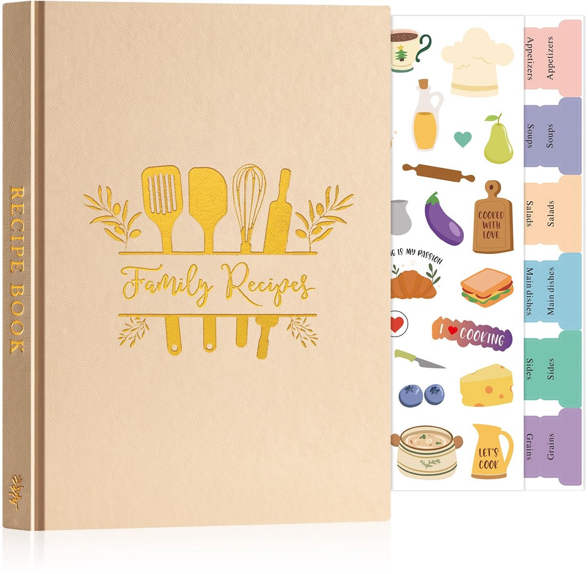 Leeg receptenboek - A5 waterdicht kooknotitieboekje - leren omslag - organiseer je familierecepten - ShopVlot