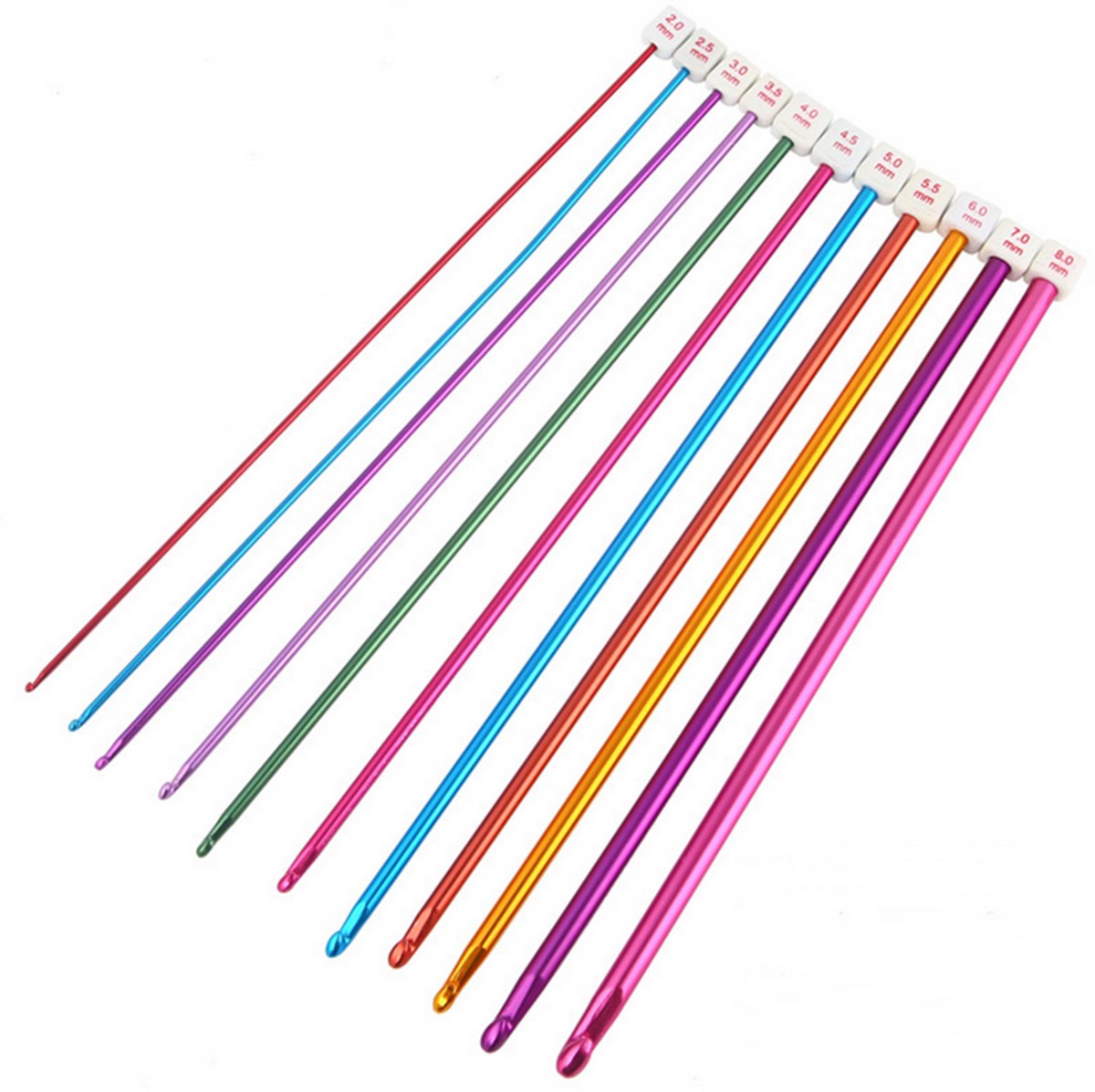 Go Go Gadget - Haaknaalden - Tunesische haaknaalden - 1 set van 11 stuks - Gekleurd