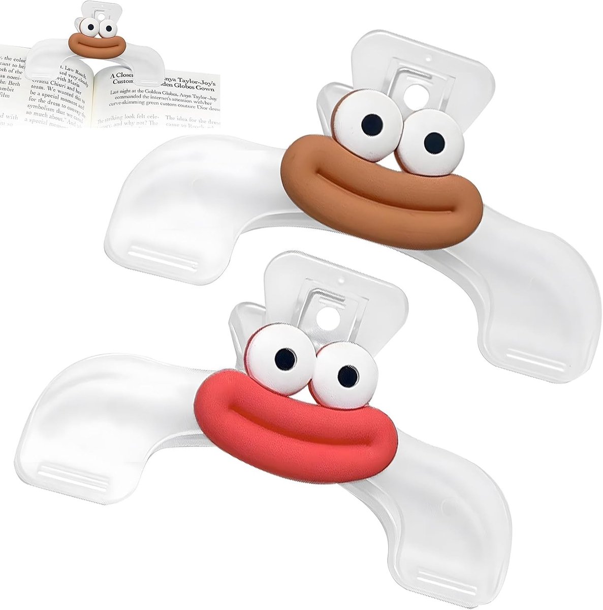 Set van 2 paperclips en boekclips, ideaal voor leren, werken en het organiseren van handleidingen, eenvoudig mee te nemen met grote opening