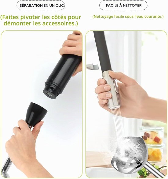 Staafmixer, 400 W, voor babyvoeding, smoothies, sauzen en soepen (zwart) — afbeelding 3