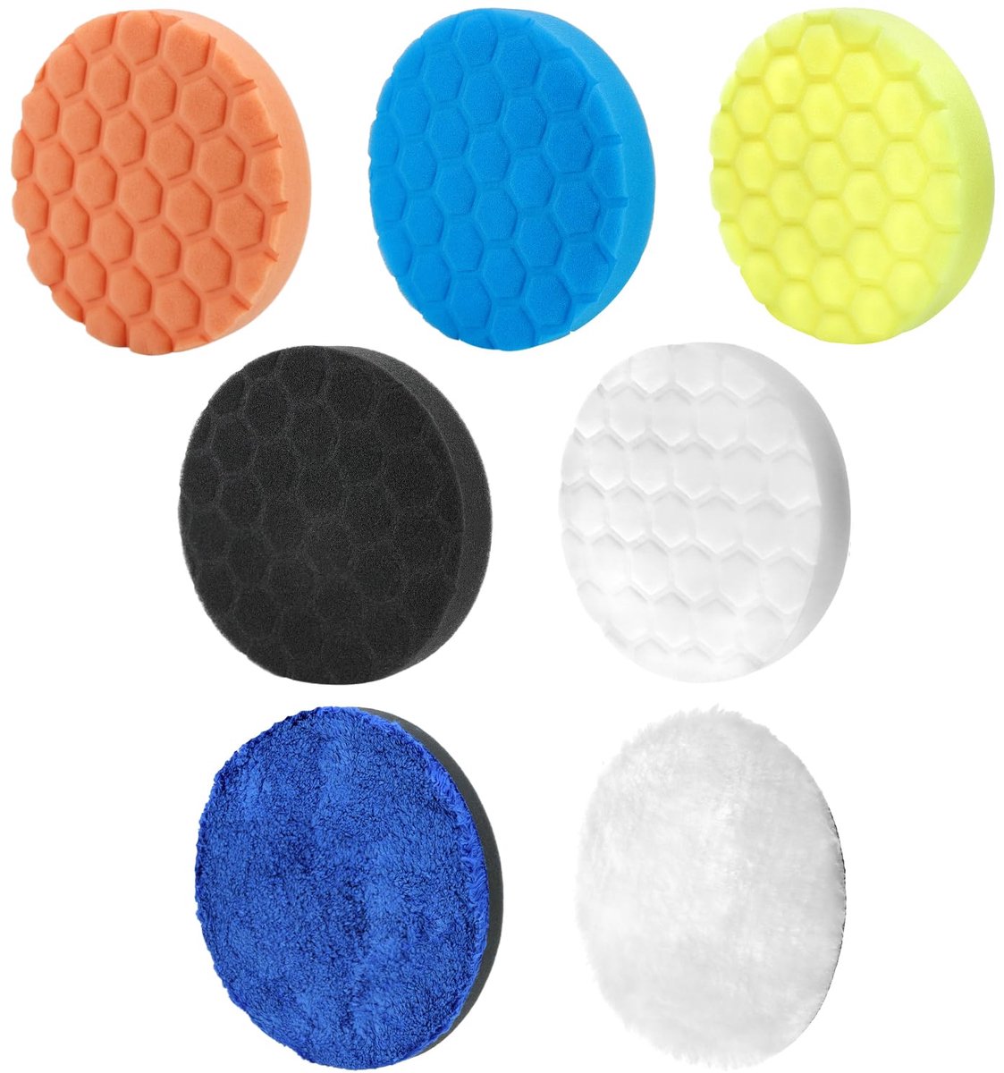Polierpad set met 7 schijven voor excentrische polijstmachines 150 mm