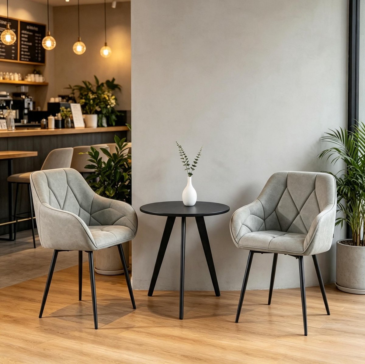 STILVORA Eetkamerstoel Set van 2 - Ergonomische Kuipstoel Met Armleuningen En Comfortabele Polstering - Voor Eetkamer Woonkamer En Werkkamer - Kunstleer Grijs