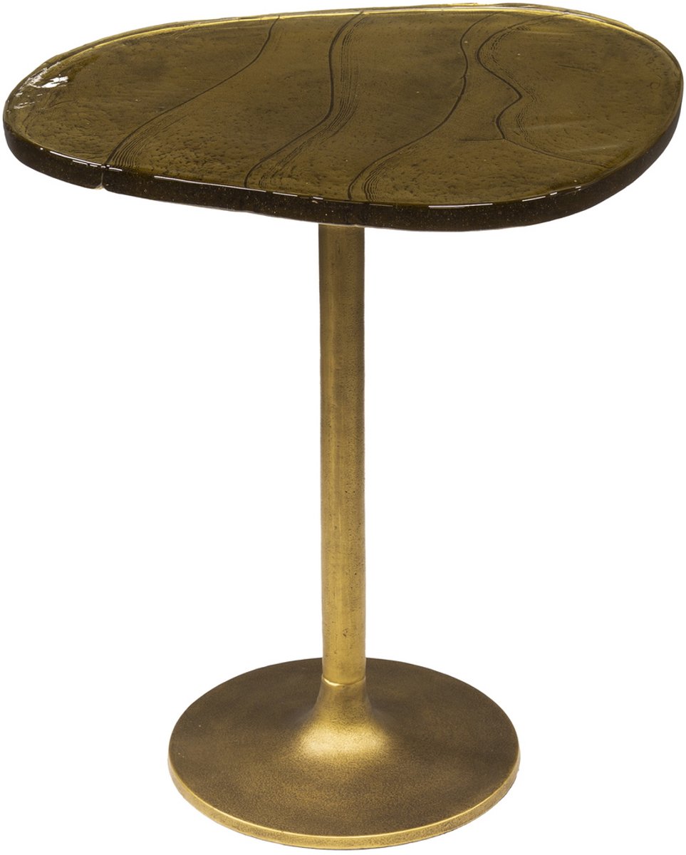 Giga Meubel Bijzettafel Eclipse - Goud Metaal/Glas - 50x42x55cm