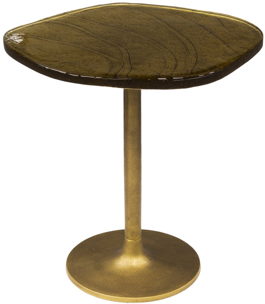 Giga Meubel Bijzettafel Eclipse - Goud Metaal/Glas - 53x42x50cm