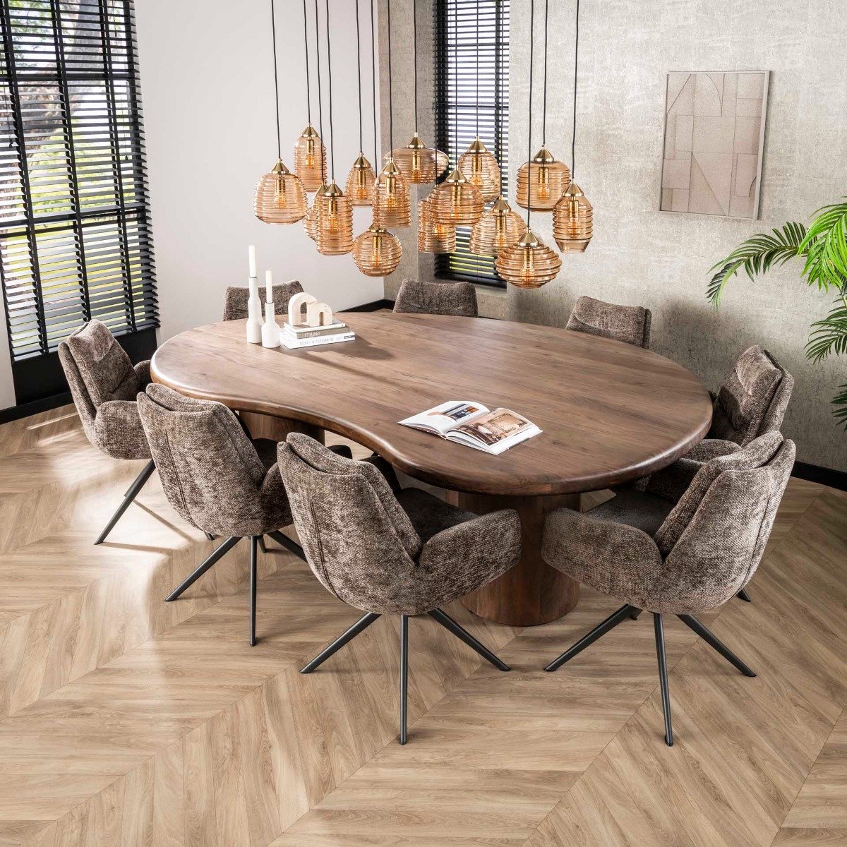 Giga Meubel Eettafel Sculpture - Bruin Acaciahout - 240cm